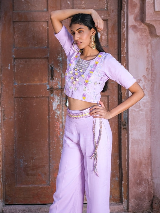 Lilac Embroidered Top