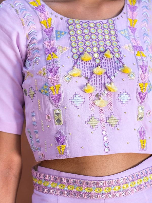 Lilac Embroidered Top